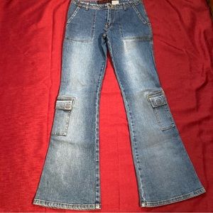 Vintage Y2K RARE Mudd Cargo Flare Jeans Jr's Size 7 (circa early 2000's)